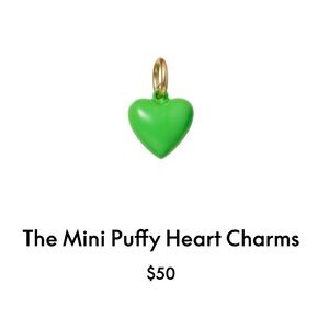ROXANNE ASSOULIN Mini Puffy Heart Charm in Green Apple firm price